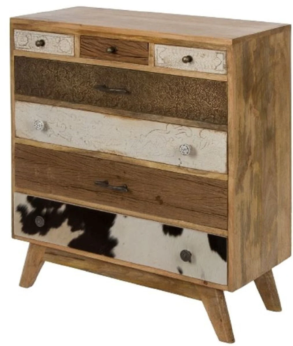 Country house style chest of drawers with 7 drawers natural color / multicolored 70 x 30 x H. 80 cm - country house style furniture