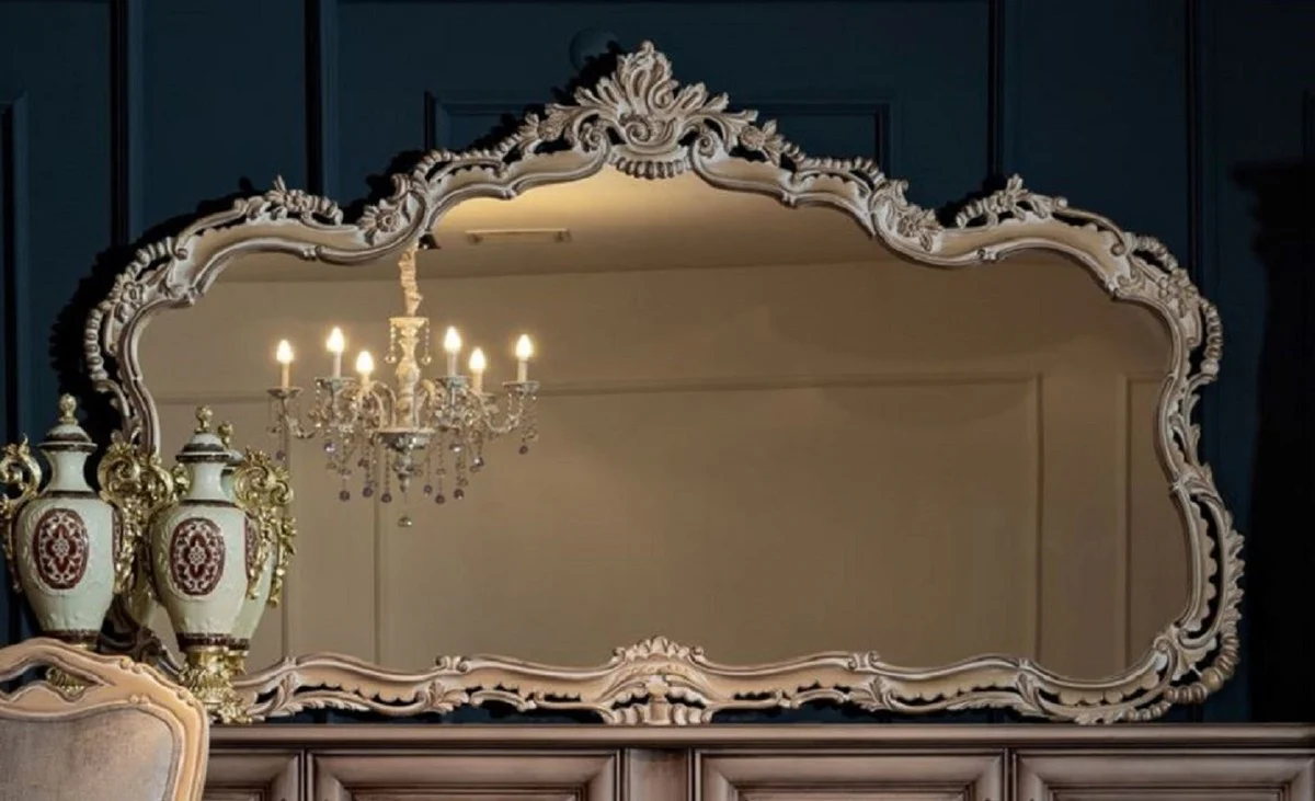 Luxury baroque mirror natural colors - magnificent solid wood wall mirror in baroque style - baroque furniture