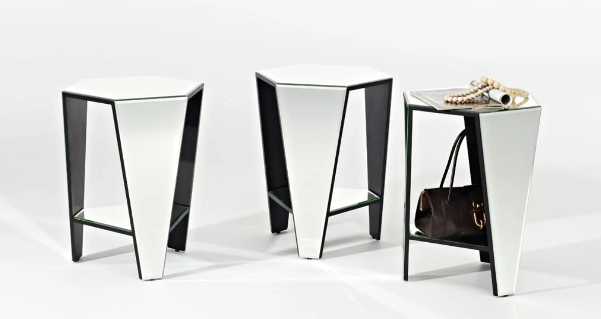 Luxury mirror glass side table 45 x 40 x H. 56 cm - designer furniture