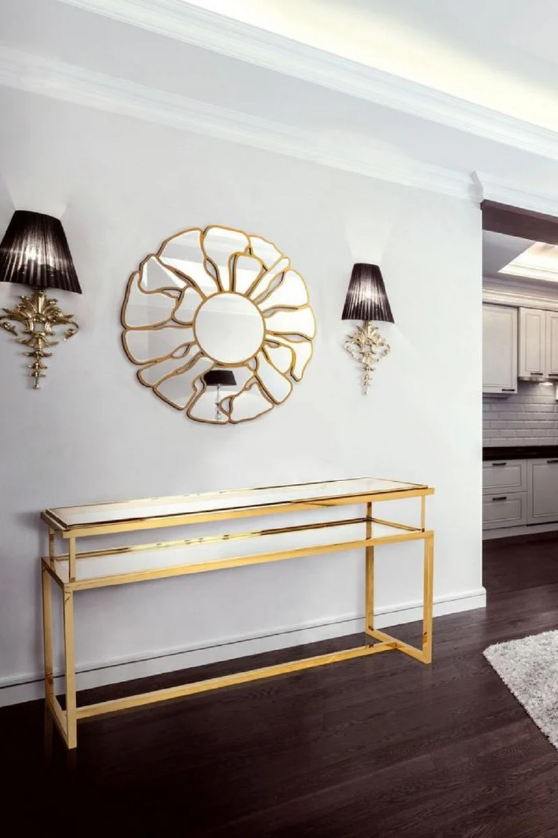 Luxury mirror gold Ø 92 cm - round living room wall mirror - cloakroom mirror - bedroom mirror - luxury collection