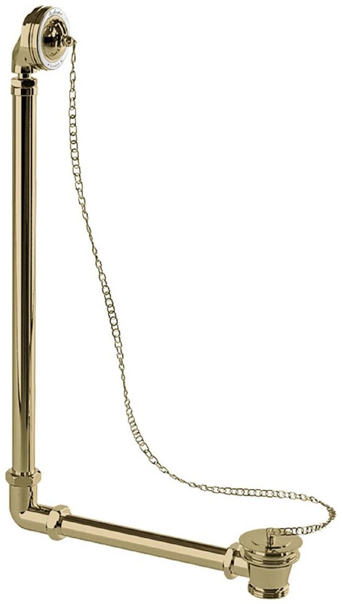 Luxury Art Nouveau bathtub drain gold 31.8 x H. 56.3 cm - brass bathtub drain with stopper & chain for free-standing bathtubs - Baroque & Art Nouveau bathroom accessories