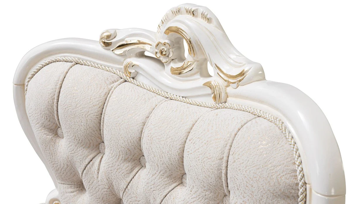 Luxury Baroque Dining Room Chair Set of 8 White / Gold - Magnificent Baroque Style Kitchen Chairs - Luxury Dining Room Furniture in Baroque Style - Baroque Dining Room Furniture - Baroque Style Furniture