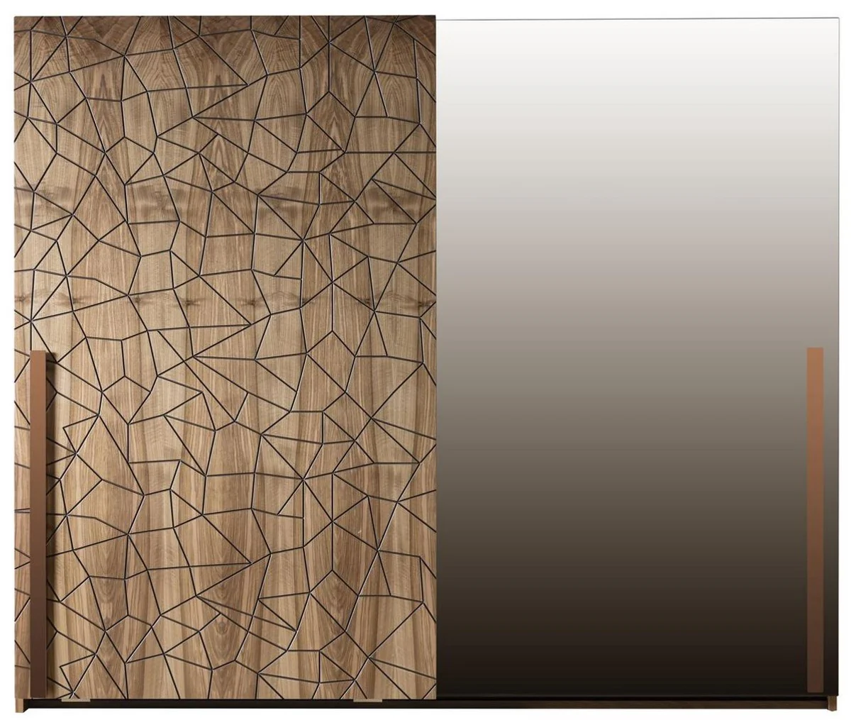 Luxury bedroom wardrobe brown / copper 260 x 70 x H. 220 cm - solid wood wardrobe with 2 sliding doors - luxury bedroom furniture