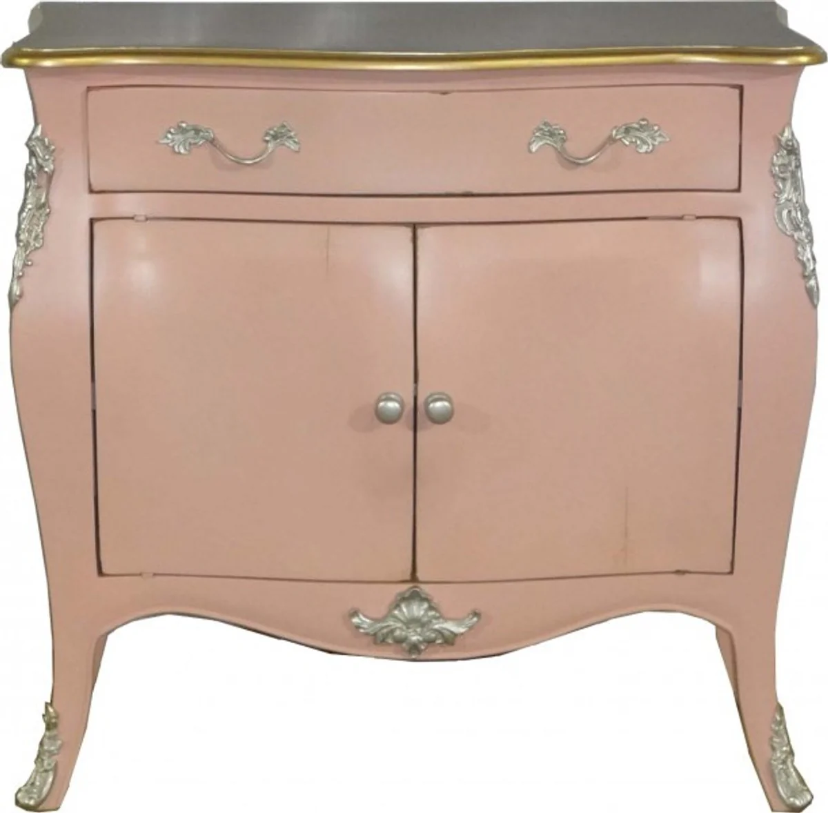 Baroque chest of drawers antique pink / silver / gold 90 cm - cabinet furniture
