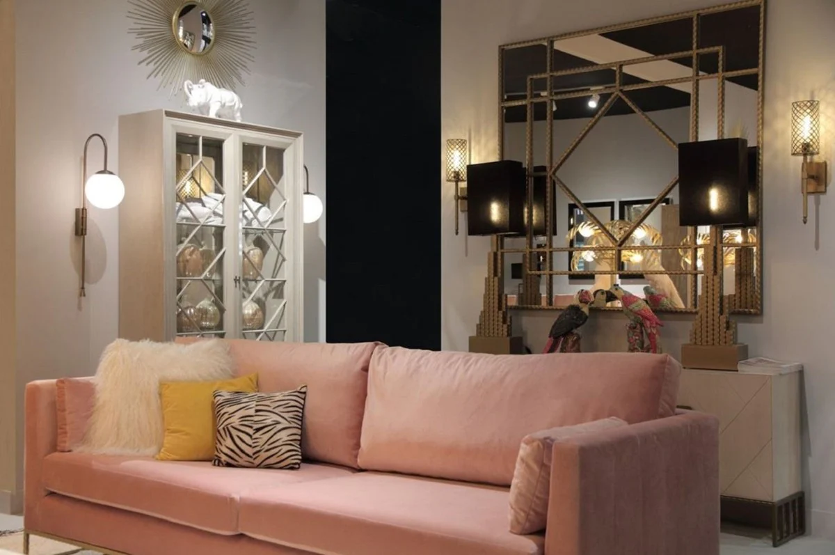 Luxury display cabinet light gray 110 x 42 x H. 220 cm - Elegant solid wood display cabinet with 2 glass doors - Luxury living room furniture