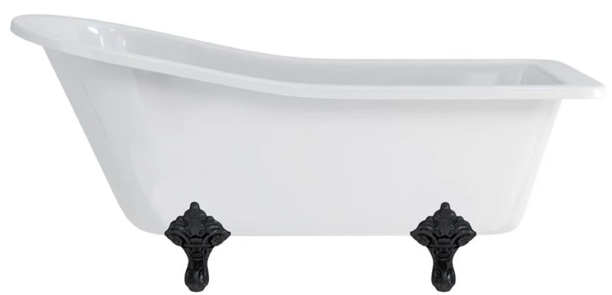 Luxury Art Nouveau bathtub white / black 169 x 73 x H. 77 cm - Freestanding retro acrylic bathtub - Retro bathroom furniture