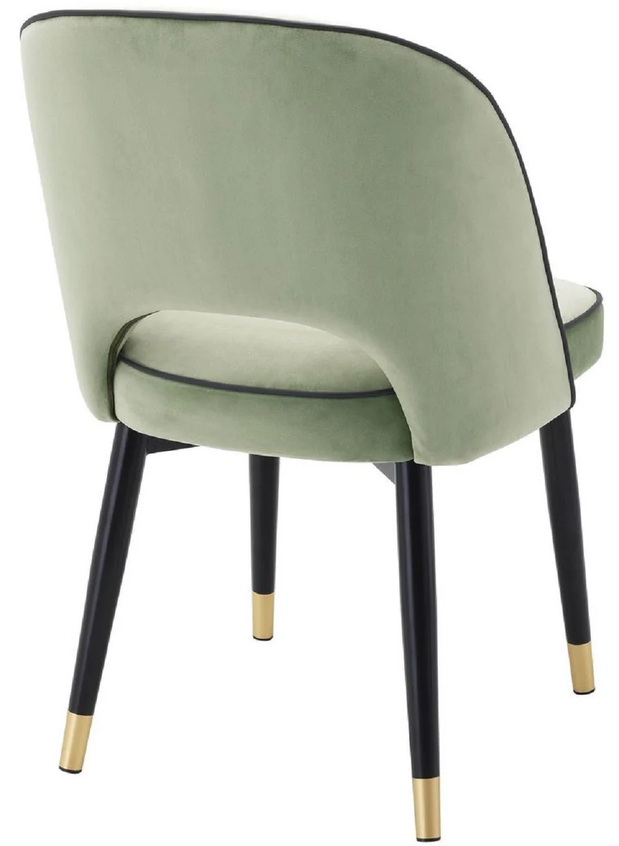 Luxury dining room chair set pistachio green / black / brass 53 x 56 x H. 84 cm - Dining room chairs with elegant velvet fabric - Dining room furniture