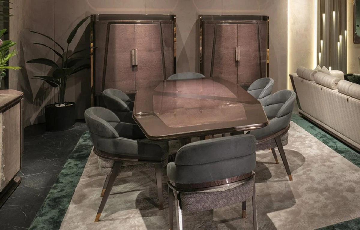 Luxury bar cabinet gray / gold 120 x 45.5 x H. 165.5 cm - solid wood wine cabinet with 2 doors - bar furniture - hotel furniture - luxury furniture