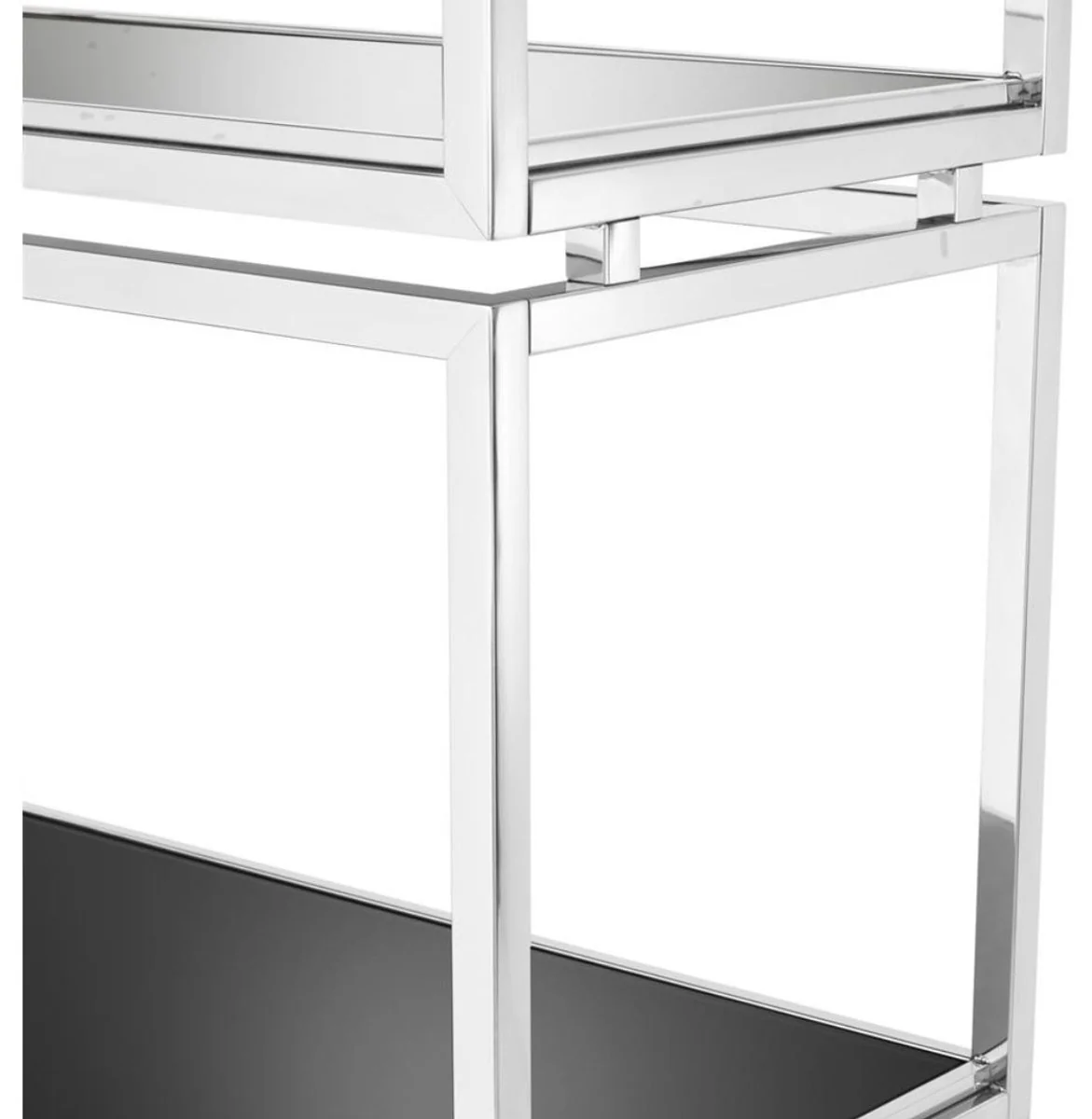 Stainless steel shelf cabinet with black glass panels 90 x 35 x H. 223.5 cm - luxury living room cabinet