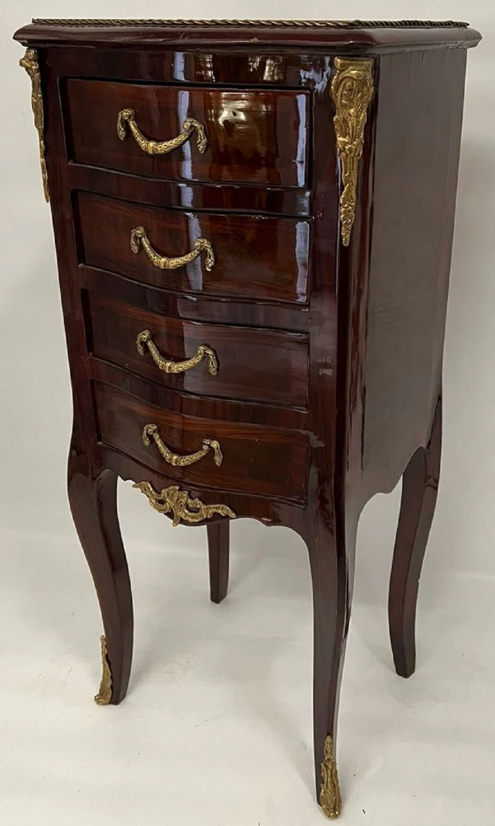 Baroque chest of drawers with 4 drawers dark brown / brass - handmade solid wood chest of drawers in baroque style - handmade baroque furniture - noble & magnificent