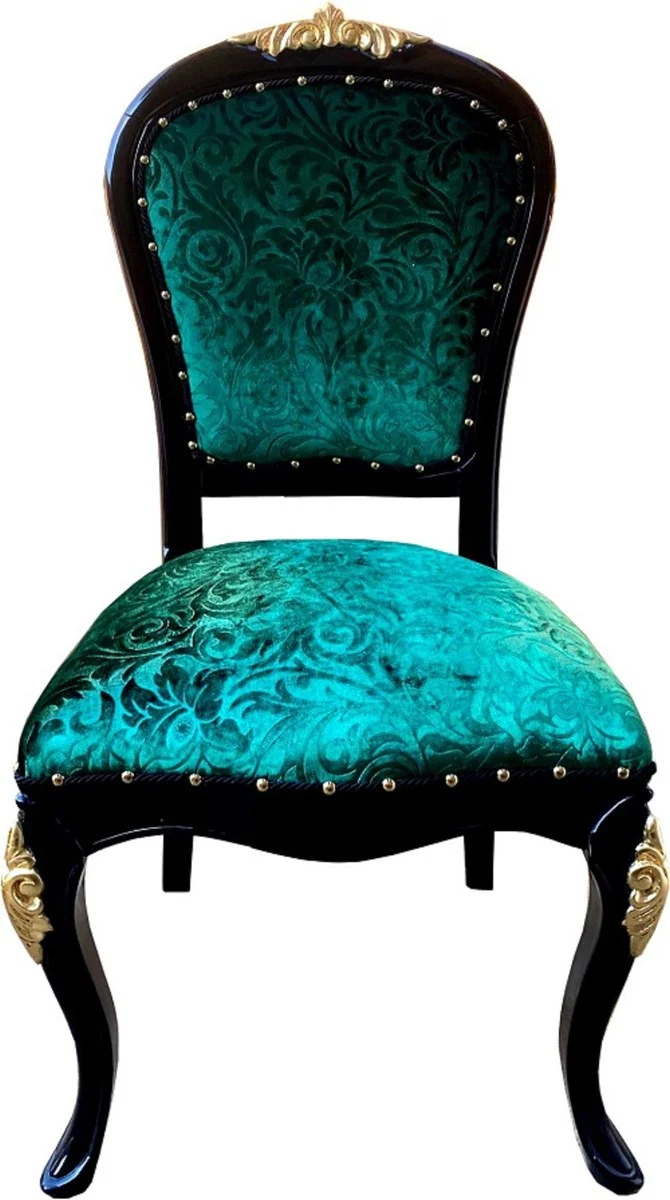Pompöös by Luxury Baroque Dining Room Chairs Green Pattern / Black / Gold - Pompöös Baroque Chairs designed by Harald Glööckler - 4 Dining Room Chairs - Baroque Dining Room Furniture