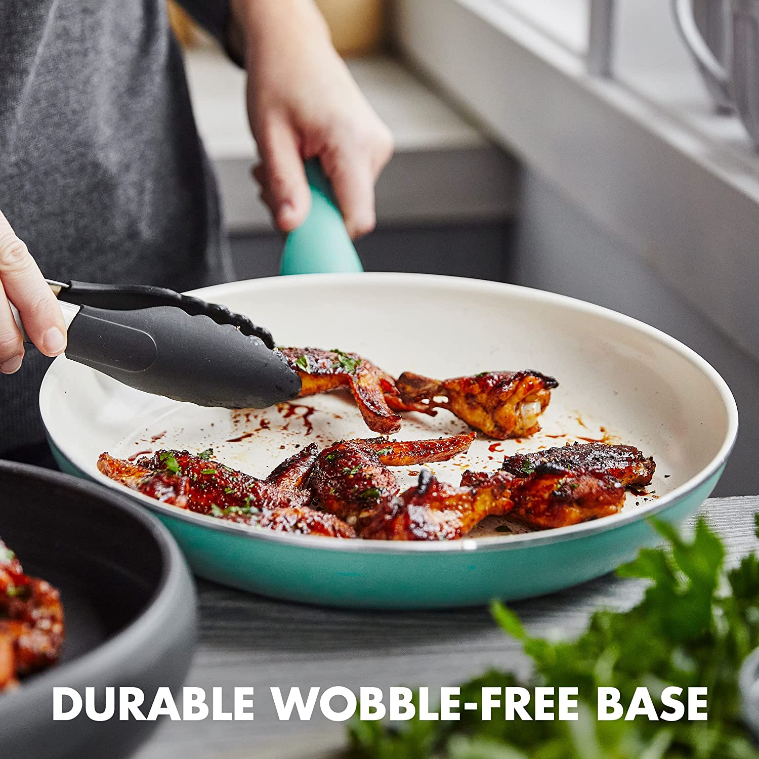 Rio Healthy Keramik-Antihaft-Kochgeschirr-Set, 16-teilig, Töpfe und Pfannen, PFAS-frei, spülmaschinenfest, Türkis