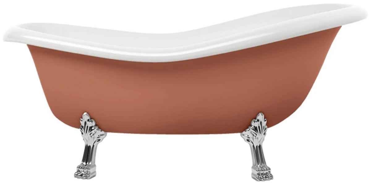 Art Nouveau bathtub brown / white / silver 168 cm - Freestanding retro style bathtub