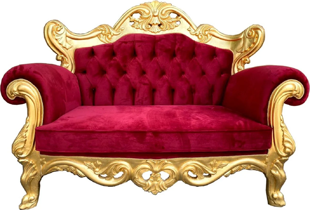 Luxury baroque 2 seater sofa burgundy red / gold - magnificent handmade living room sofa in baroque style - baroque living room furniture