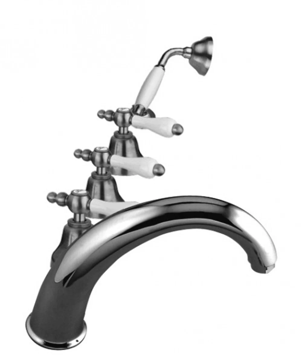 Luxury bathroom accessories - Art Nouveau retro 5 hole bath combination chrome series Milano - Made in Italy - nostalgic antique style