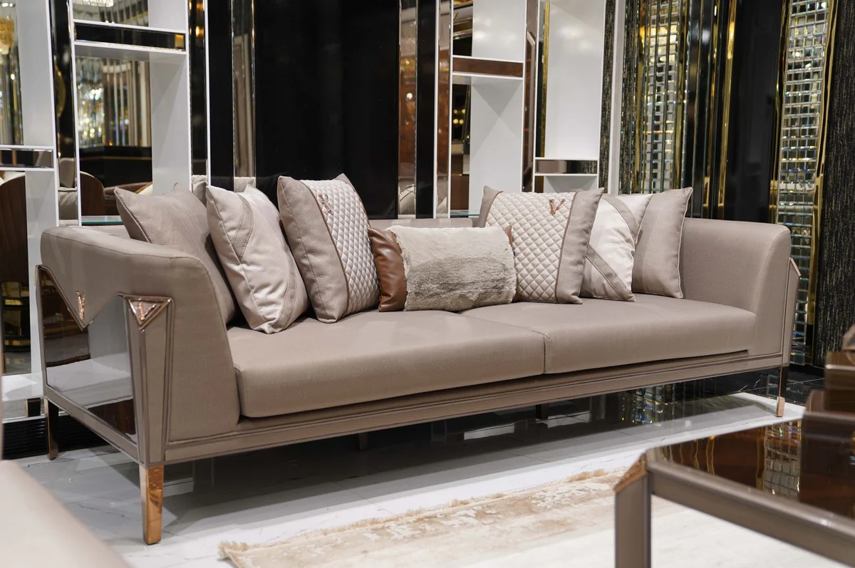 Luxury Sofa Gray / Dark Brown / Copper - Living Room Sofa - Hotel Sofa - Living Room Furniture - Hotel Furniture - Luxury Furniture - Living Room Furnishings - Luxury Furnishings - Luxury Quality