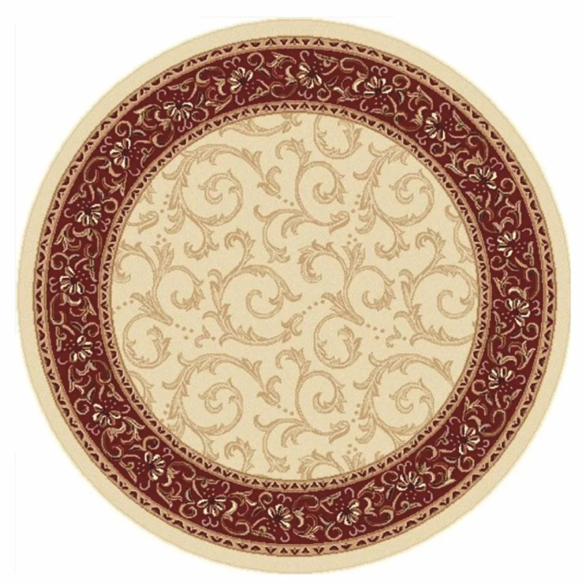 Luxury Baroque Living Room Rug Cream / Bordeaux Red - Various Sizes