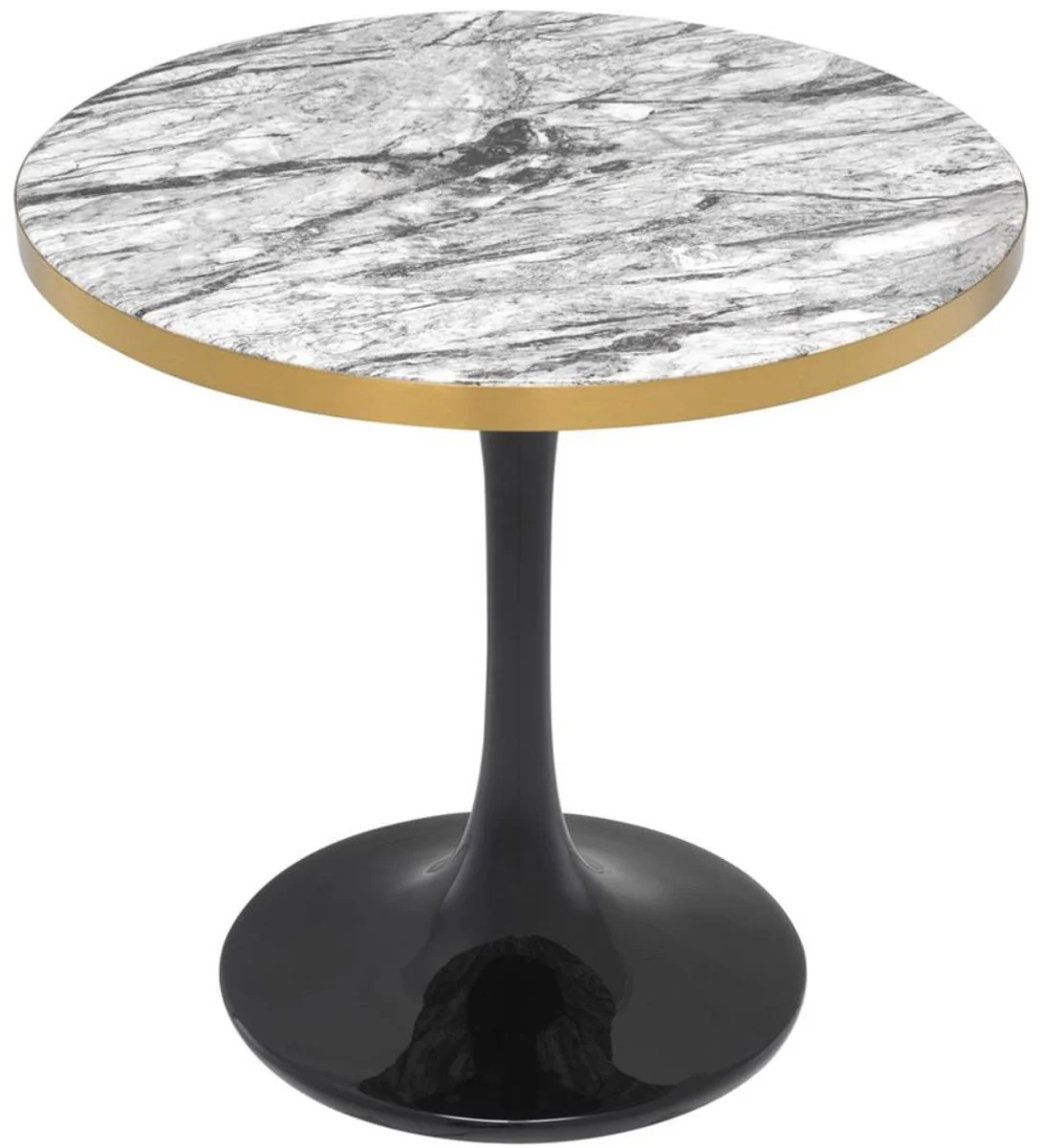 Luxury side table gray / brass / black Ø 55 x H. 52.5 cm - luxury furniture