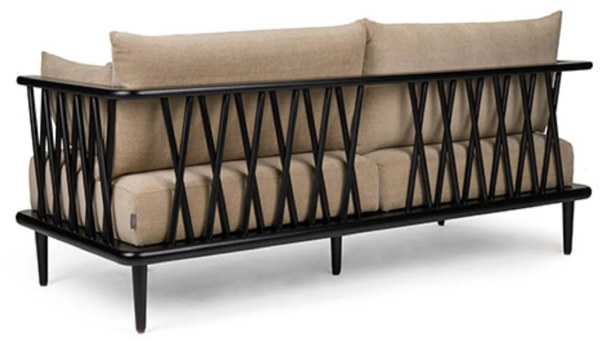 Luxus Sofa Beige / Schwarz 169,5 cm - Luxus Wohnzimmer Möbel