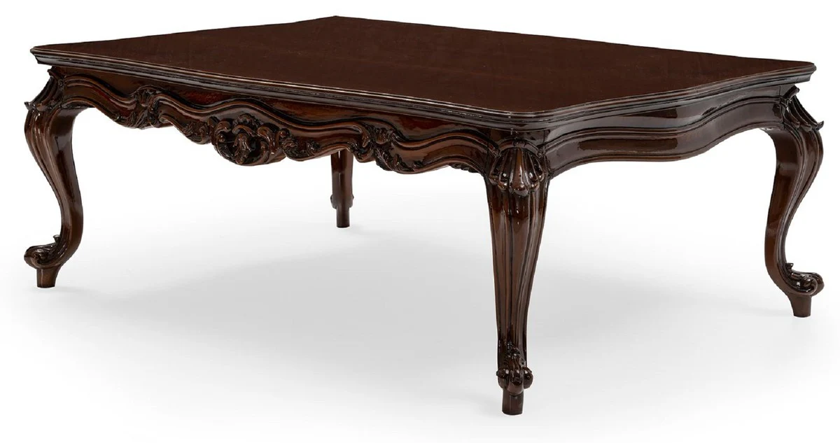 Luxury Baroque Coffee Table Brown - Handcrafted Solid Wood Living Room Table in Baroque Style - Living Room Furniture in Baroque Style - Baroque Furniture - Noble & Magnificent