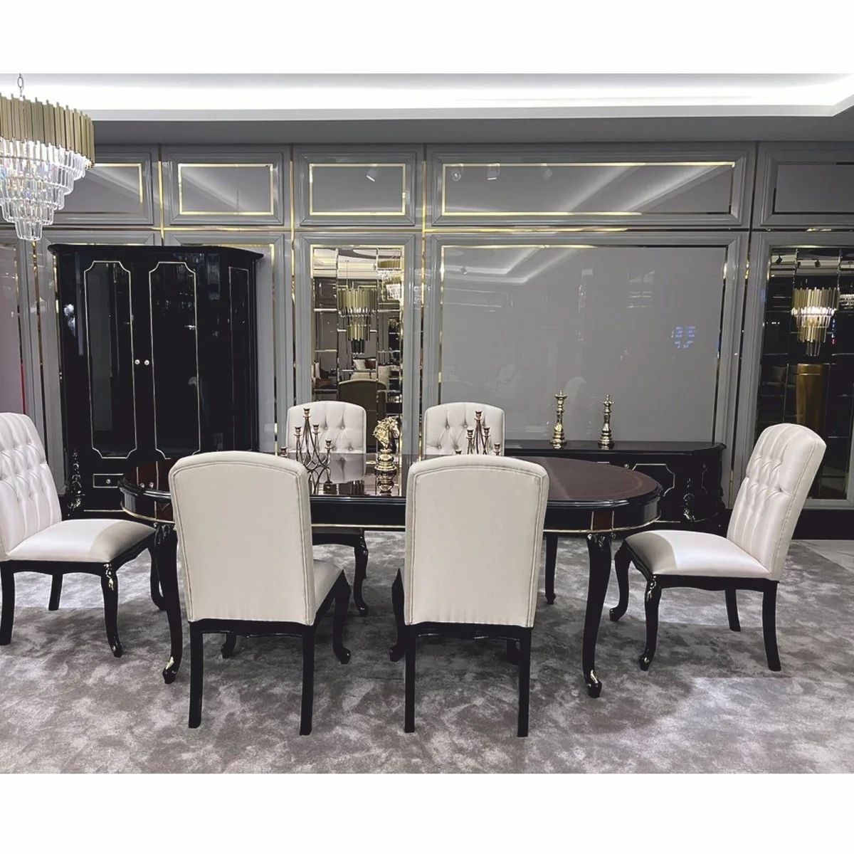 Luxury Baroque Dining Room Set - 1 Baroque Dining Table & 6 Baroque Dining Chairs