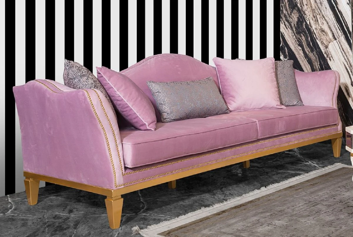 Luxury Baroque Sofa Pink / Gold - Elegant Baroque Style Living Room Sofa - Handmade Baroque Living Room Furniture