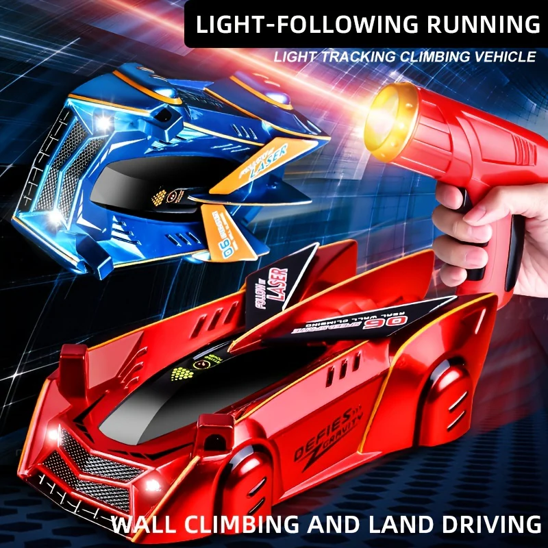 Lasergesteuertes Zero-Gravity-Stuntauto zum Klettern an der Wand – 360° drehbare Dual-Modi, LED-Leuchten und wiederaufladbare Batterien – perfektes Outdoor-Sportspielzeug und Geburtstagsgeschenke für Jungen und Mädchen!