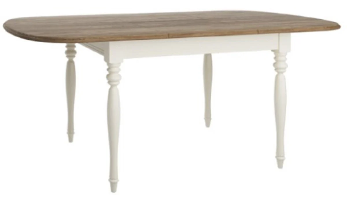 Luxury Art Nouveau dining table brown / cream 140-190 x 95 x H. 77.5 cm - Extendable solid wood dining room table - Dining room furniture