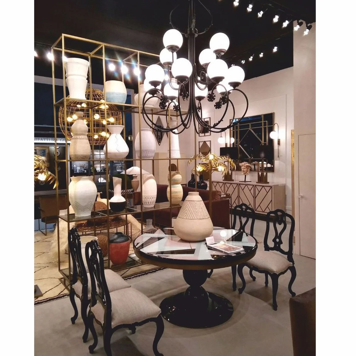 Luxury baroque wrought iron chandelier black / white Ø 110 x H. 155 cm