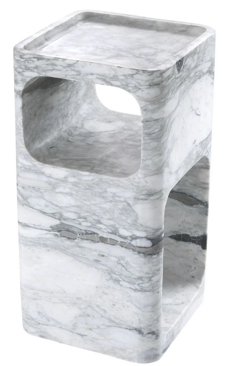 Designer marble side table white 28 x 28 x H. 55 cm - Living room furniture - Designer furniture