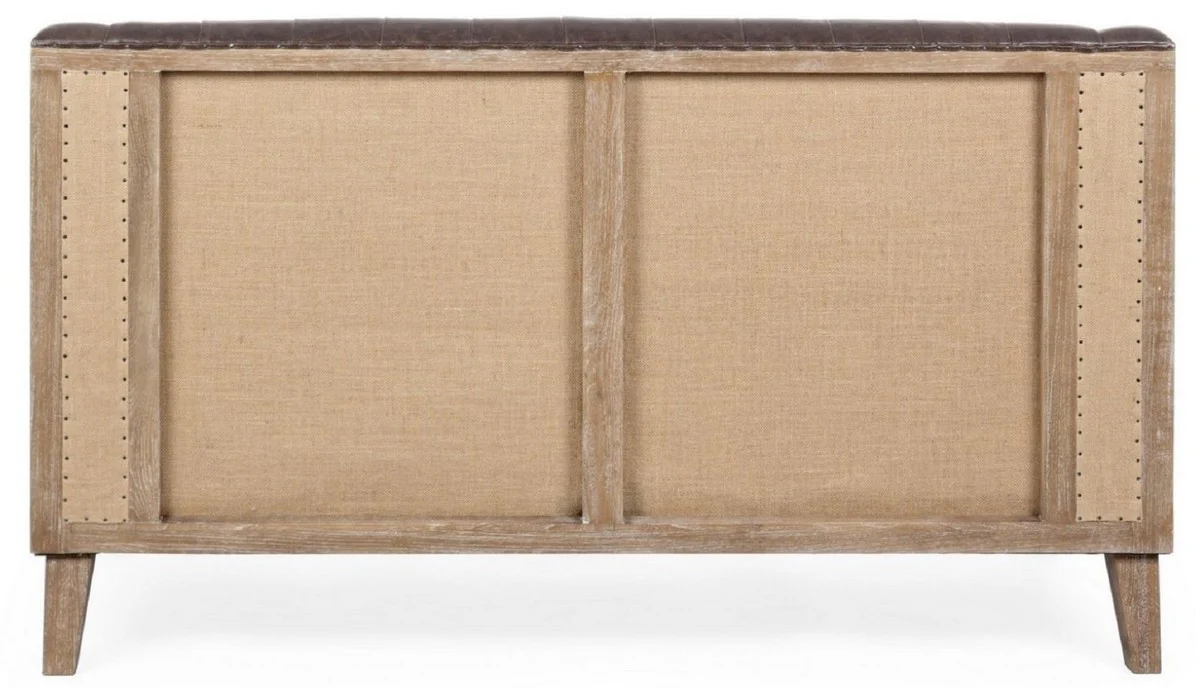 Luxury Chesterfield faux leather sofa dark brown / natural color 140 x 85 x H. 85 cm - living room sofa - living room furniture - Chesterfield furniture - luxury furniture - luxury furnishings