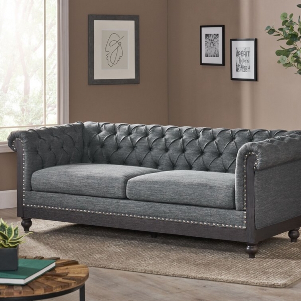 Pausch 78.75 Rolleed Arm Chesterfield Sofa