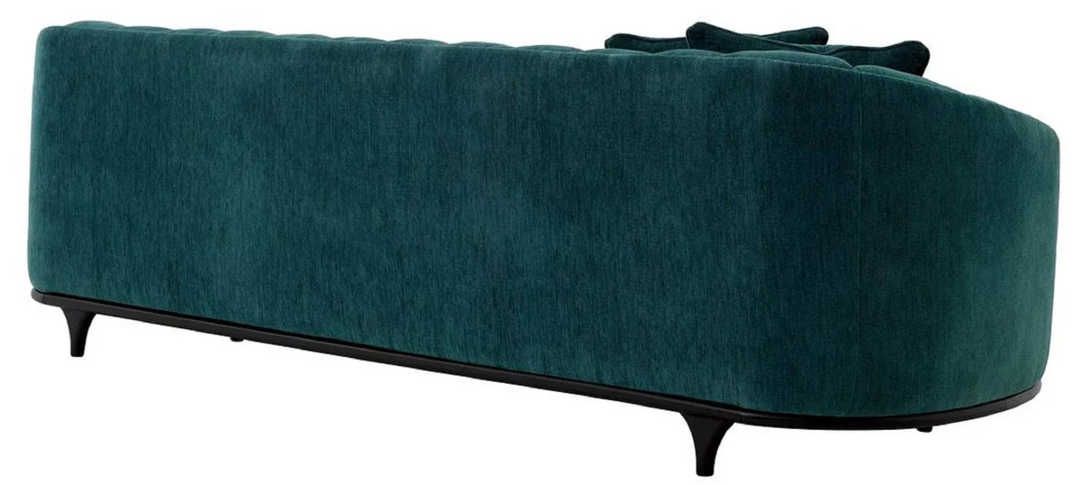 Luxury sofa green / black 240 x 96 x H. 74.5 cm - Living room sofa with 2 cushions - Living room furniture - Luxury furniture - Living room furnishings - Luxury furnishings - Luxury quality