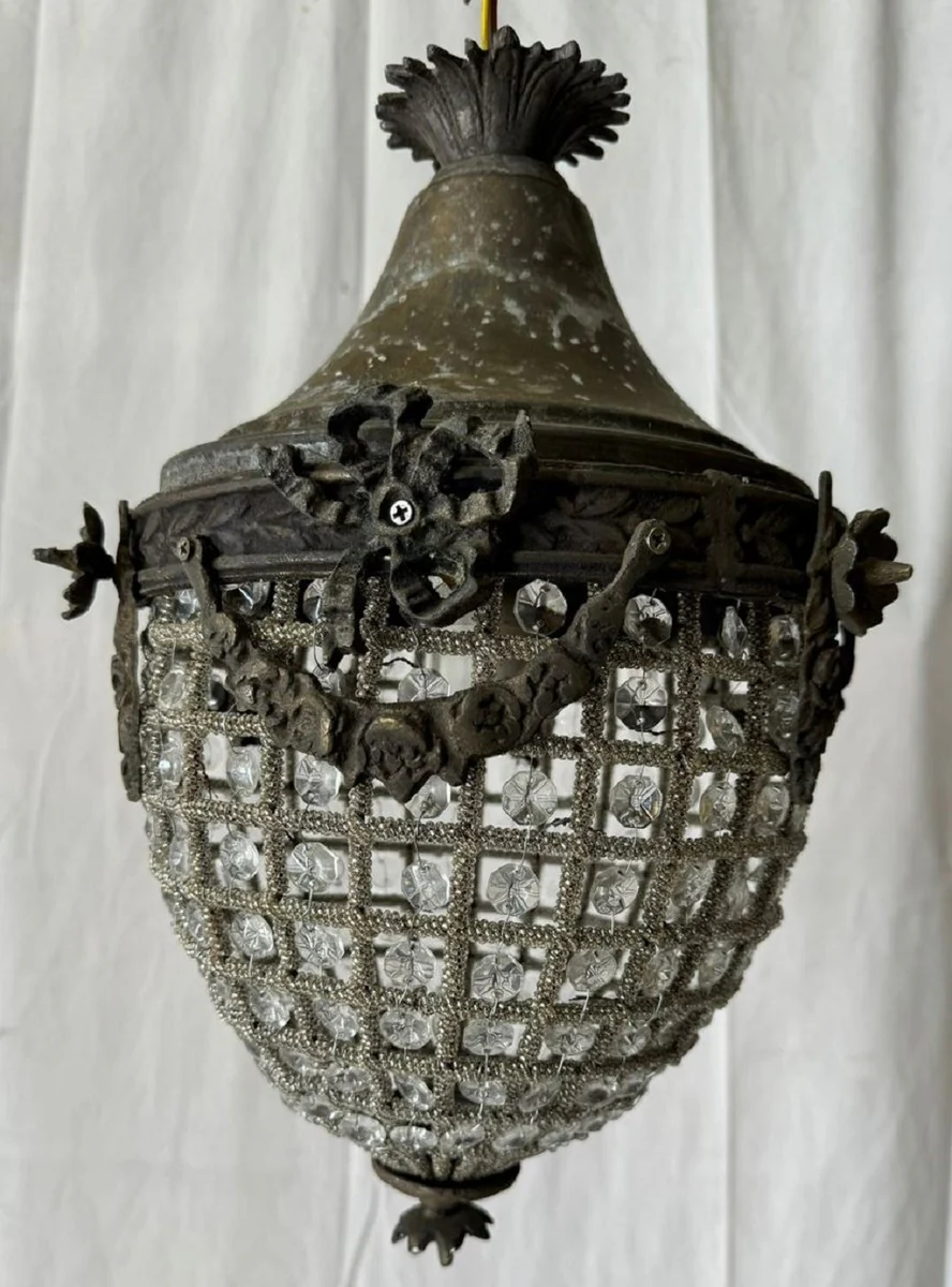 Barock Kristall Hängeleuchte Oxidiert H. 35 cm - Barock Leuchten