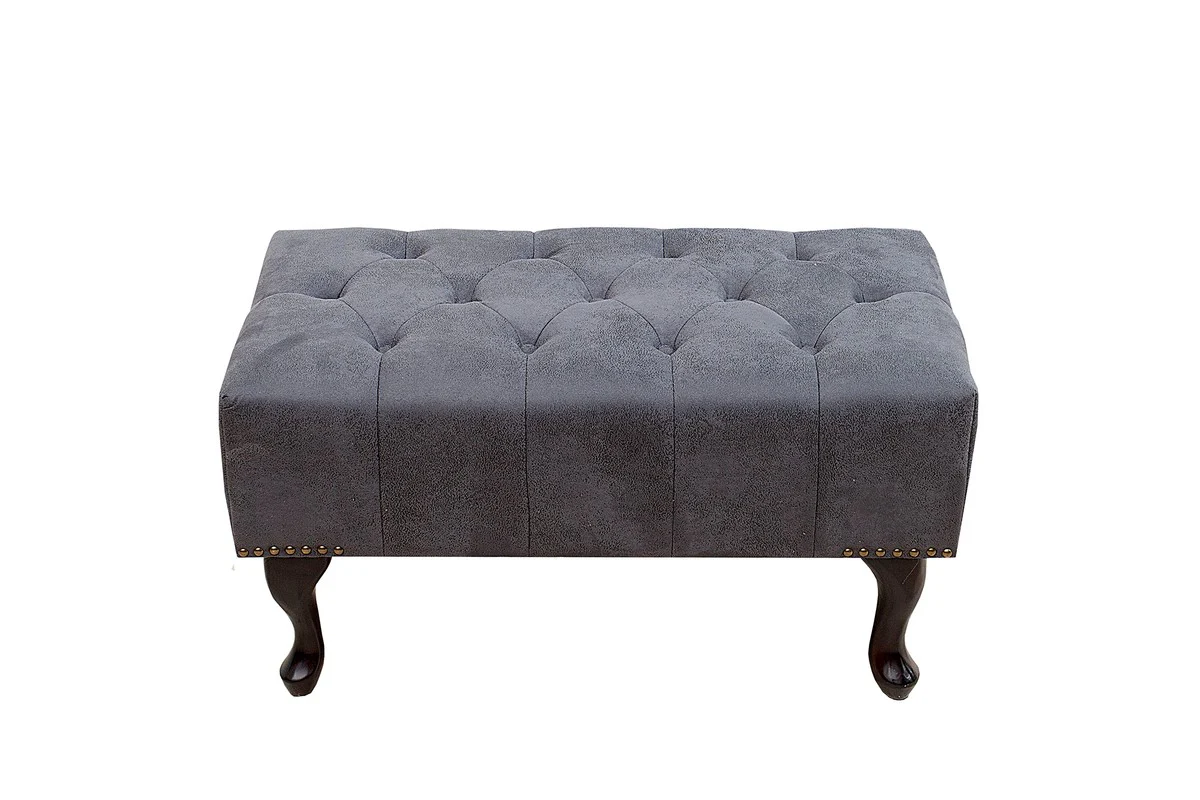 Chesterfield footstool gray antique look from Casa Padrino