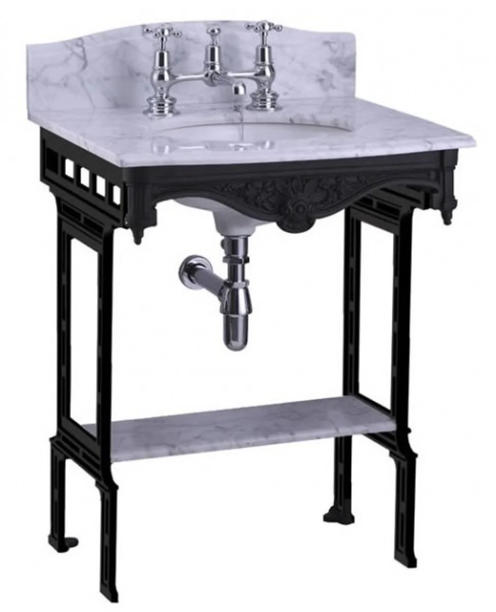 Luxury Art Nouveau standing washbasin white / black with marble top with splash guard at the back and shelf baroque washbasin baroque style antique style