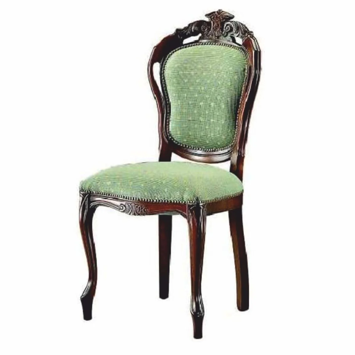 Luxury Baroque Dining Room Chair Green / Dark Brown H. 100 cm - Baroque Style Furniture