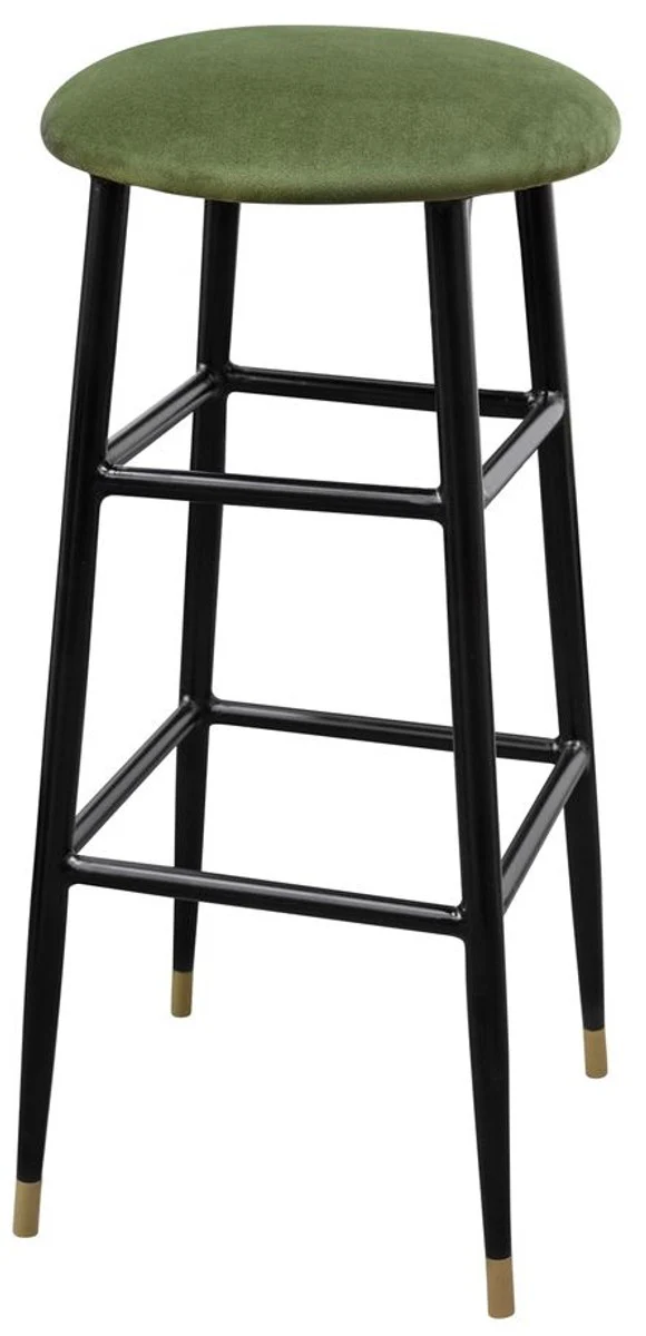 Luxury bar stool moss green / black Ø 37 x H. 76 cm - bar chair with velvet fabric