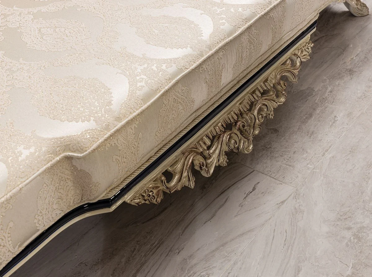 Luxury baroque sofa white / cream / black / antique gold - baroque style living room sofa with elegant pattern - luxury living room furniture in baroque style - baroque furnishings - baroque furniture