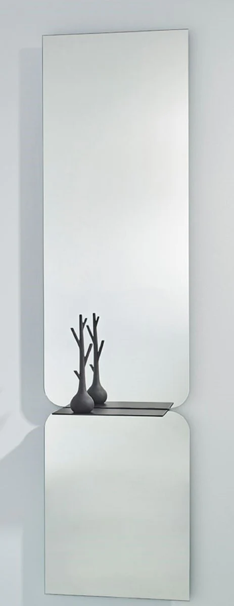 Luxury mirror black 47 x H. 180 cm - designer wall mirror with powder-coated aluminum shelf