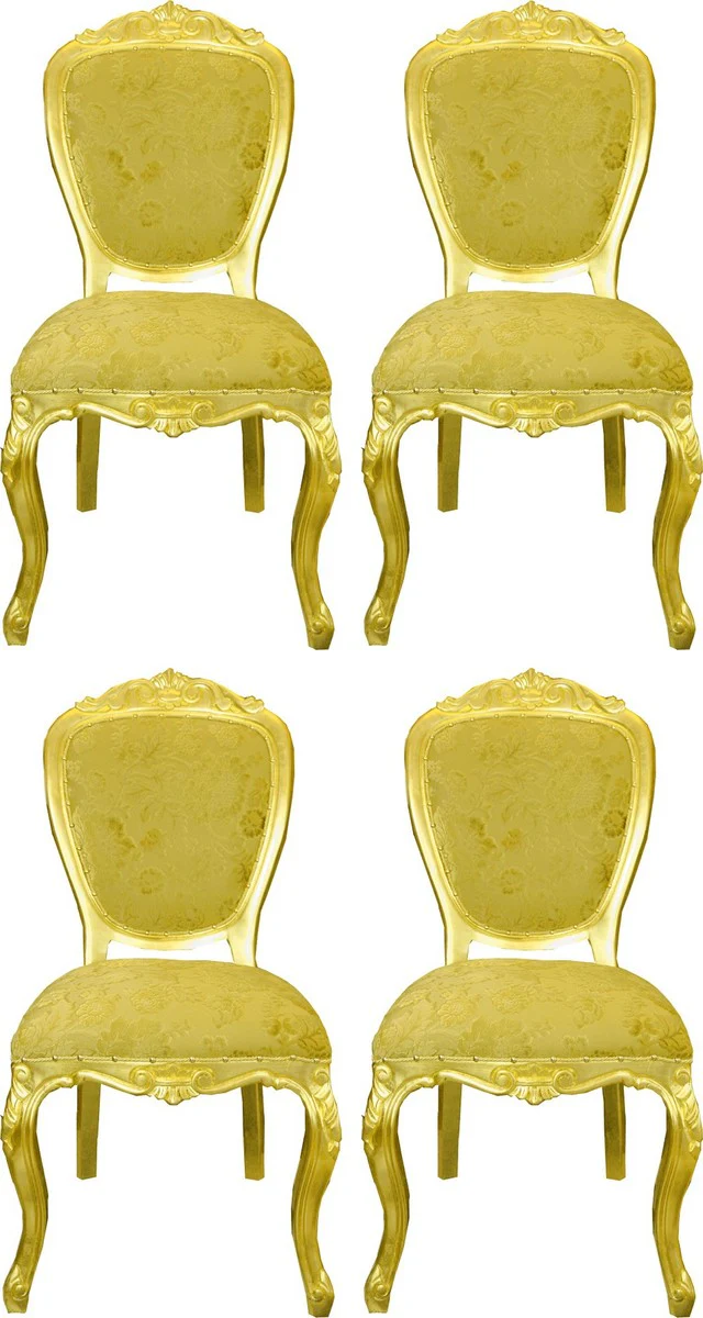 Pompöös by Luxury Baroque Dining Room Chairs Gold Bouquet Pattern / Gold - Pompöös Baroque Chairs designed by Harald Glööckler - 4 Dining Room Chairs - Baroque Dining Room Furniture