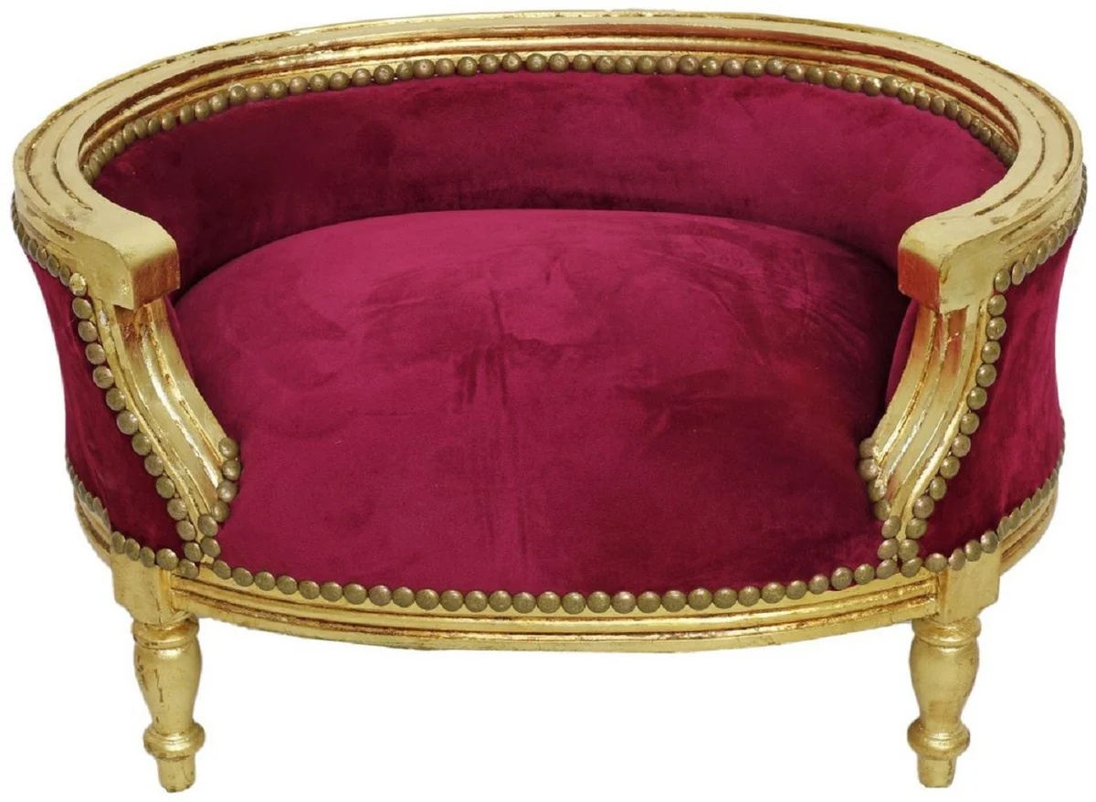 Baroque dog bed & cat bed burgundy red / antique gold - handmade dog & cat sofa in baroque style - baroque dog & cat furniture - baroque animal furniture