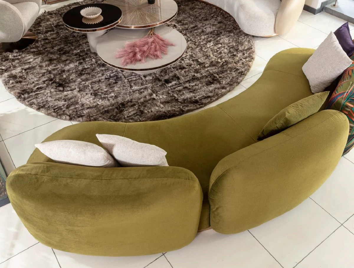 Luxury sofa green / multicolored / copper 330 x 110 x H. 70 cm - Curved living room sofa - Hotel sofa - Living room furniture - Hotel furniture - Luxury furniture - Luxury furnishings