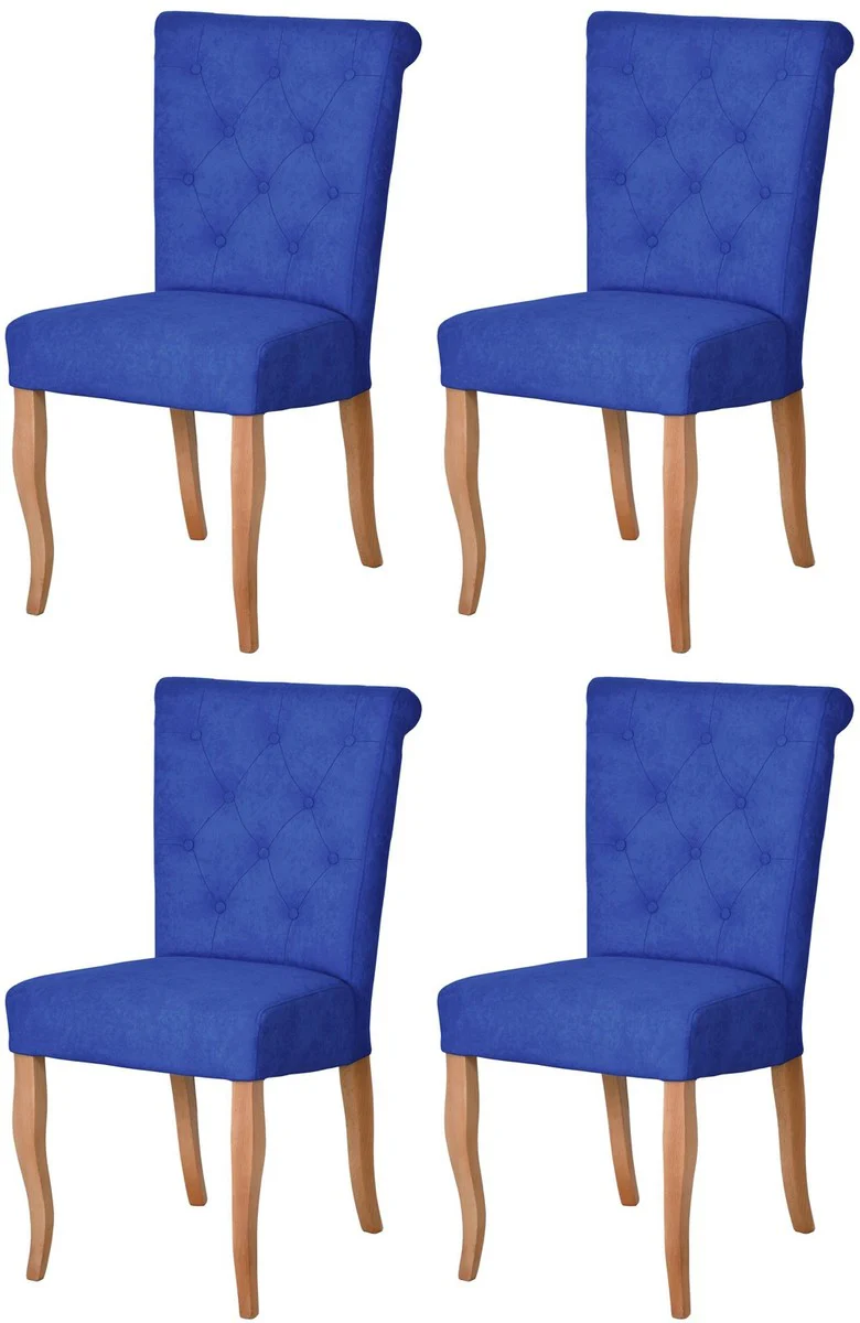 Chesterfield Neo Baroque Dining Room Chair Set of 4 Blue / Natural Colors - Kitchen Chairs Set - Dining Room Furniture - Chesterfield Furniture - Neo Baroque Furniture