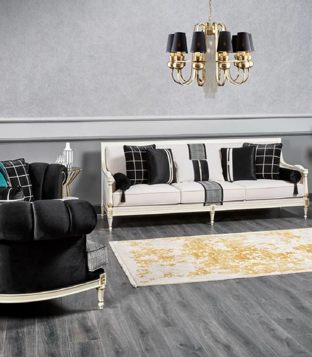 Luxury Baroque Sofa Black / Gray / White / Gold 290 cm - Baroque Living Room Furniture