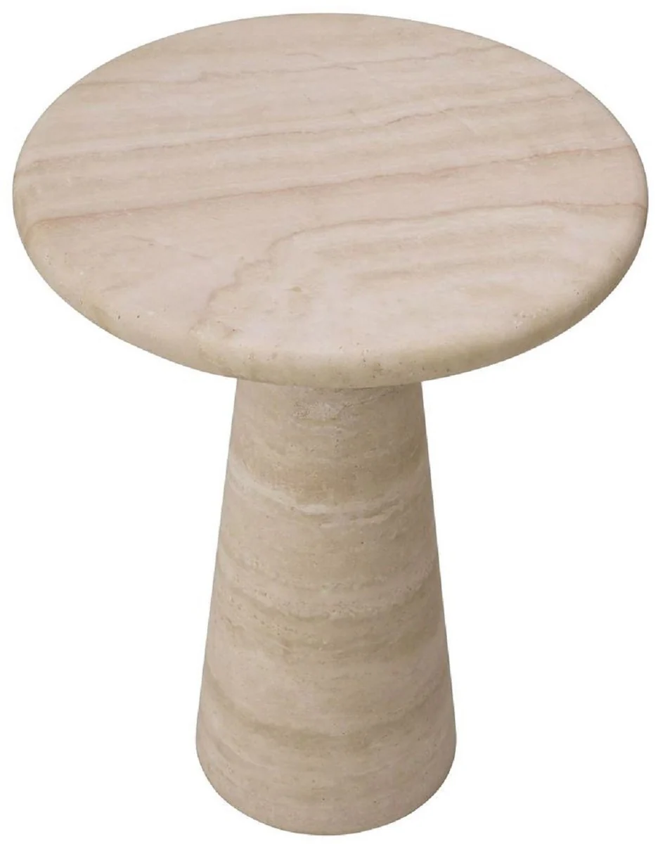 Luxury side table beige Ø 45 x H. 58 cm - Round side table made of high-quality travertine limestone - Living room & hotel furniture - Luxury collection