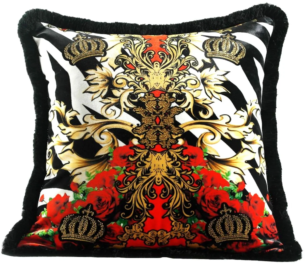 Harald Glööckler luxury decorative cushion Pompöös by Crowns & Roses - finest velvet fabric - Glööckler cushion with rhinestones