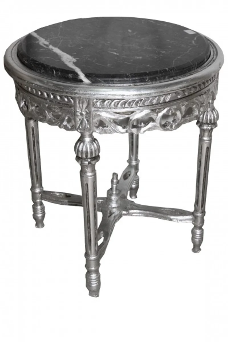 Baroque side table round silver ModY14 53 x 47 cm antique style