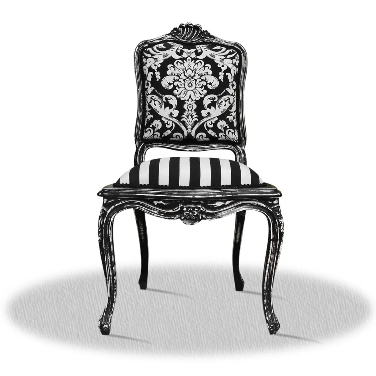 Baroque salon chair black white 50 x 50 x H. 100 cm - Hotel Collection