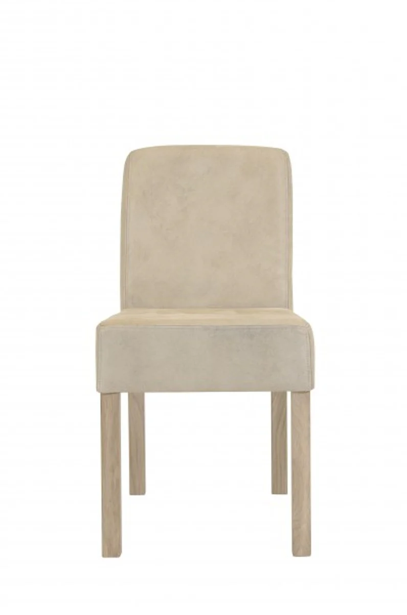 Designer dining room chair ModEF 35 beige leather - hotel furniture - wood beech